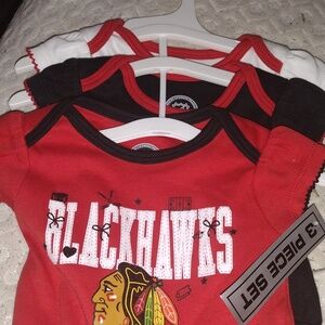 Blackhawks Baby Onesie Set - Red, Black, White (0/3 Months) NWT